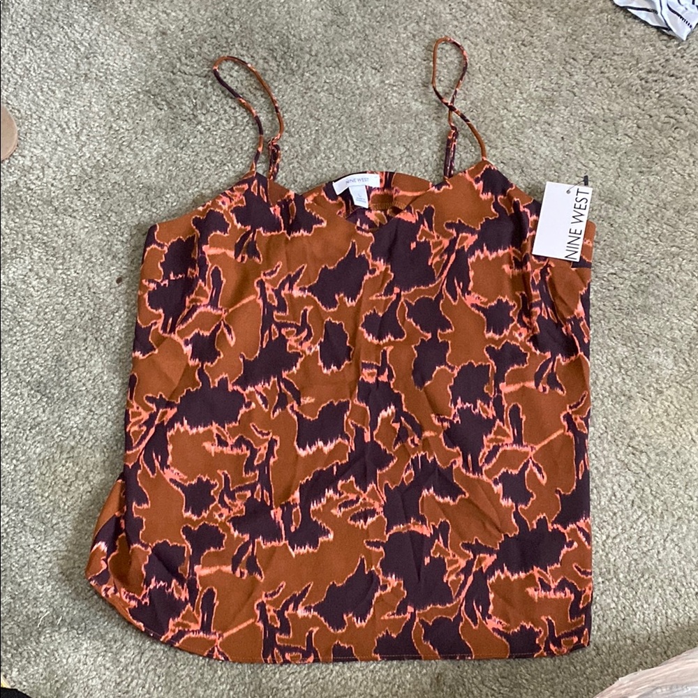 Nine West Orange Sleeveless Fitted Camisole